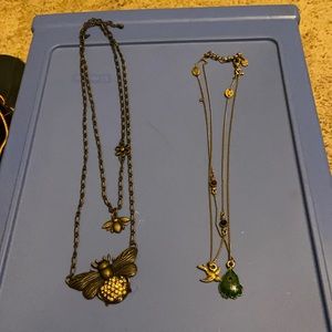 Double necklace Bees and Birds Necklace Bundle